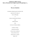 Cover page: Lipolysis in Adipose Tissue: Roles of Desnutrin and Adipose-specific phospholipase A2