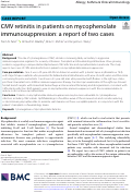 Cover page: CMV retinitis in patients on mycophenolate immunosuppression: a report of two cases.