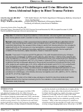 Cover page: Analysis of Urobilinogen and Urine Bilirubin for Intra-Abdominal Injury in Blunt Trauma Patients