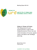 Cover page: Cities in Times of Crisis: The Response of Local Governments in Light of the Global Economic Crisis: the role of the formation of human capital, urban innovation and strategic planning