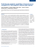 Cover page: Predicting the metabolic capabilities of Synechococcus elongatus PCC 7942 adapted to different light regimes.