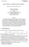 Cover page: Some remarks on unilateral matrix equations