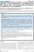 Cover page: High CD8+ T Cell Activation Marks a Less Differentiated HIV-1 Specific CD8+ T Cell Response that Is Not Altered by Suppression of Viral Replication