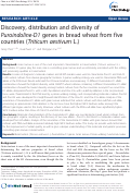 Cover page: Discovery, distribution and diversity of Puroindoline-D1 genes in bread wheat from five countries (Triticum aestivum L.)