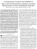 Cover page of A Synchronized Lissajous-based Method to Detect and Classify Events in Synchro-waveform Measurements in Power Distribution Networks