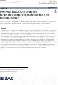 Cover page: Potential therapeutic strategies for photoreceptor degeneration: the path to restore vision
