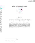 Cover page: Hiding the Cosmological Constant