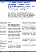 Cover page: Defining best practices for tissue procurement in immuno-oncology clinical trials: consensus statement from the Society for Immunotherapy of Cancer Surgery Committee