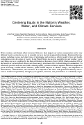 Cover page: Centering Equity in the Nations Weather, Water, and Climate Services.