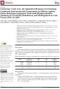 Cover page: Correction: Cook et al. An Optimized Bioassay for Screening Combined Anticoronaviral Compounds for Efficacy against Feline Infectious Peritonitis Virus with Pharmacokinetic Analyses of GS-441524, Remdesivir, and Molnupiravir in Cats. Viruses 2022, 14, 2429