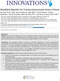 Cover page: Modified Manikin for Tracheoinnominate Artery Fistula Simulation