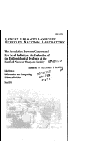 Cover page: The Association between Cancers and Low Level Radiation: an evaluation of the epidemiological evidence at the Hanford Nuclear Weapons Facility