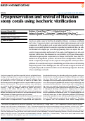 Cover page: Cryopreservation and revival of Hawaiian stony corals using isochoric vitrification.