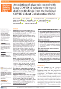 Cover page of Association of glycemic control with Long COVID in patients with type 2 diabetes: findings from the National COVID Cohort Collaborative (N3C).