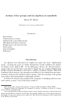 Cover page: Actions of Lie groups and Lie algebras on manifolds