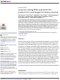 Cover page: Long non-coding RNAs and latent HIV – A search for novel targets for latency reversal