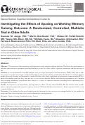 Cover page: Investigating the Effects of Spacing on Working Memory Training Outcome: A Randomized, Controlled, Multisite Trial in Older Adults.