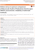 Cover page: Online versus in-person comparison of Microscale Audit of Pedestrian Streetscapes (MAPS) assessments: reliability of alternate methods