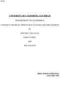 Cover page: Contract-Theoretic Approaches to Wages and Displacement