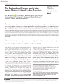 Cover page: The Sociocultural Factors Underlying Latina Mothers' Infant Feeding Practices.