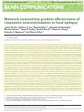 Cover page: Network connectivity predicts effectiveness of responsive neurostimulation in focal epilepsy.