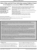 Cover page: Risk of Skin and Soft Tissue Infections among Children Found to be Staphylococcus aureus MRSA USA300 Carriers