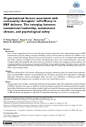 Cover page: Organizational factors associated with community therapists’ self-efficacy in EBP delivery: The interplay between sustainment leadership, sustainment climate, and psychological safety