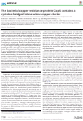 Cover page: The bacterial copper resistance protein CopG contains a cysteine-bridged tetranuclear copper cluster