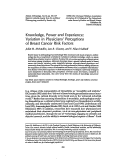 Cover page: Knowledge, power and experience: Variation in physicians’ perceptions of breast cancer risk factors