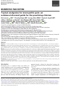 Cover page of Topical analgesics for neuropathic pain: an evidence-informed guide for the practicing clinician