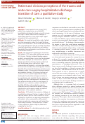 Cover page: Patient and clinician perceptions of the trauma and acute care surgery hospitalization discharge transition of care: a qualitative study