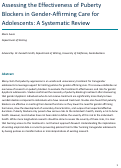 Cover page of Assessing the Effectiveness of Puberty Blockers in Gender-Affirming Care for Adolescents: A Systematic Review