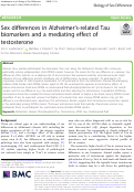 Cover page: Sex differences in Alzheimer’s-related Tau biomarkers and a mediating effect of testosterone