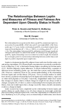 Cover page: The relationships between leptin and measures of fitness and fatness are dependent upon obesity status in youth.