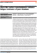 Cover page: Nacre-like surface nanolaminates enhance fatigue resistance of pure titanium.