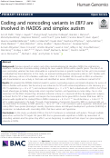 Cover page: Coding and noncoding variants in EBF3 are involved in HADDS and simplex autism