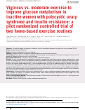 Cover page: Vigorous vs. moderate exercise to improve glucose metabolism in inactive women with polycystic ovary syndrome and insulin resistance: a pilot randomized controlled trial of two home-based exercise routines.