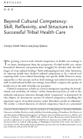 Cover page: Beyond Cultural Competency: Skill, Reflexivity, and Structure in Successful Tribal Health Care