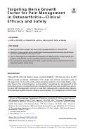 Cover page: Targeting Nerve Growth Factor for Pain Management in Osteoarthritis—Clinical Efficacy and Safety