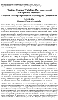 Cover page: Training Tammar Wallabies (Macropus eugenii) to Respond to Predators: A Review Linking Experimental Psychology to Conservation