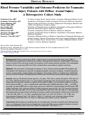 Cover page: Blood Pressure Variability and Outcome Predictors for Traumatic Brain Injury Patients with Diffuse Axonal Injury: A Retrospective Cohort Study