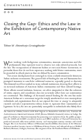 Cover page: Closing the Gap: Ethics and the Law in the Exhibition of Contemporary Native Art