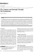 Cover page: CO2 Capture and Geologic Storage: The Possibilities