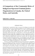 Cover page: A Comparison of the Community Roles of Indigenous-Operated Criminal Justice Organizations in Canada, the United States, and Australia
