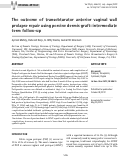 Cover page: The outcome of transobturator anterior vaginal wall prolapse repair using porcine dermis graft: intermediate term follow-up