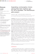 Cover page: Expanding contraceptive choice among first-time mothers age 15–24 in Kinshasa: The Momentum pilot project