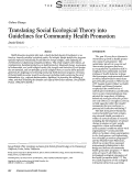 Cover page: Translating Social Ecological Theory into Guidelines for Community Health Promotion