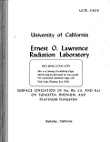 Cover page: SURFACE IONIZATION OF Na, Kb, LiI, AND NaI ON TUNGSTEN, RHENIUM, AND PLATINUM-TUNGSTEN