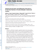Cover page: Interpersonal Life Stress and Inflammatory Reactivity as Prospective Predictors of Suicide Attempts in Adolescent Females