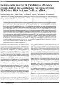 Cover page: Genome-wide analysis of translational efficiency reveals distinct but overlapping functions of yeast DEAD-box RNA helicases Ded1 and eIF4A